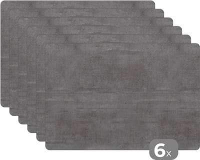 Placemat - Placemats kunststof - Beton - Patroon - Antiek - 45x30 cm - 6 stuks - Hittebestendig - Anti-Slip - Onderlegger - Afneembaar