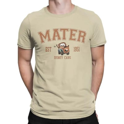 Heren Bruin Auto Mater T-shirt Lightning McQueen 100% Katoen Kleding Nieuwigheid Korte Mouw Ronde Hals T-shirts Grote Maten T-shirts S kaki
