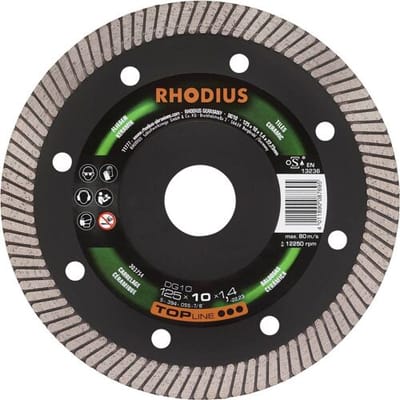 Rhodius DG10 303754 Diamanten doorslijpschijf 1 stuk(s) Tegels, Keramiek