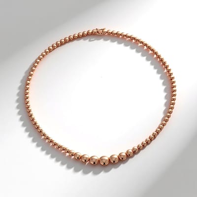 Cavill - Elegante Zilveren Ketting 925 Sterling Zilver met Roségoud-Vermeil - Moderne Parelketting Dames - Ketting 45,5 cm - Luxe Dames Sieraden