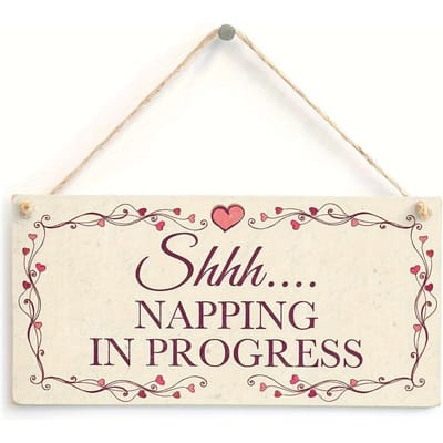 1 pièce Chut. Sieste en cours - Belle plaque d'avis 'Faisant la sieste', 10x5 pouces Plaque en bois à suspendre Cadeau. Pack of 1