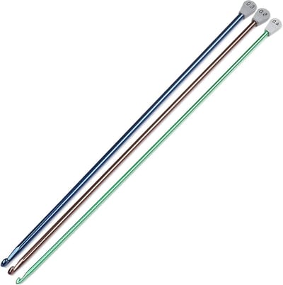 3-delige set extra lange haaknaalden 4mm, 5mm en 6mm van lichtgewicht aluminium voor beginners in haken en breien, ideaal voor Tunisian crochet en projecten
