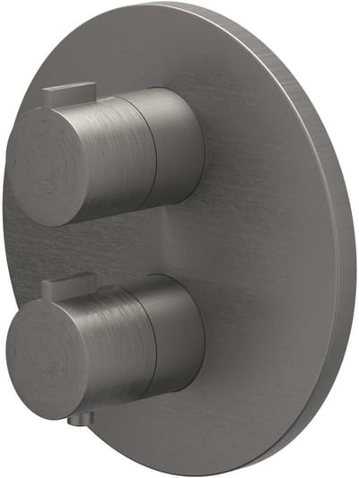 IVY Pact Afbouwdeel Inbouwthermostaat met 1 Losse Stopkraan met Rond Rozet - Geborsteld Metal Black PVD