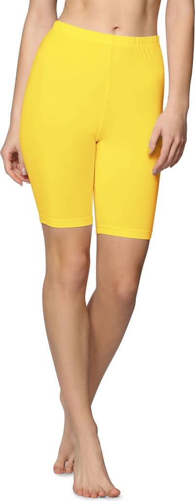 Bellivalini BLV-BLV50-157-LE Dames Leggings - Sport - Vrijetijdsbroek - Kort - Katoen - Sporbroek - Yogabroek - Geel - XL