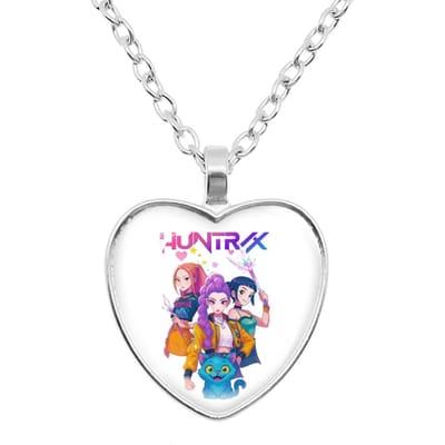 K-POP Demon Hunters Hart Tijd Edelsteen Ketting Schattige Cartoon Sieraden voor Fans Perfect Verjaardag Vakantie Cadeau voor Meisjes white