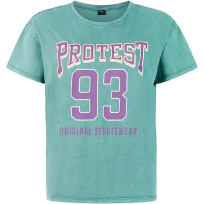 Protest PRTFile - T-shirt Dames - Korte mouwen - Ronde hals - Loose fit - Groen