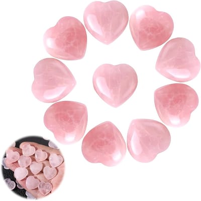 10 Stuks Rozenkwarts Hart Kristallen Geschenken voor Vrouwen - Rozenkwarts Hartstenen, Genezing, Stressverlichting en Verjaardagscadeaus