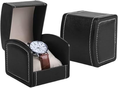 Elegante Horlogedoos van PU Leer met Verwijderbare Kussen, Ideaal voor Horloges, Sieraden en Cadeaus voor Mannen en Vrouwen (Zwart)