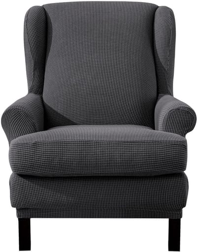 EBETA Jacquard Leunstoelhoezen stoelovertrek, fauteuil overtrek stoelhoes elastisch stretch hoes voor oorfauteuil (Donkergrijs)