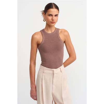 Mouwloze Geribbelde Brei Blouse
