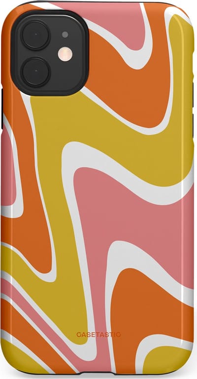 Casetastic hoesje geschikt voor Apple iPhone 11 - Dubbellaagse bescherming - Retro rave - Fashion Case - Goud Terracotta Koraal Wit