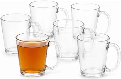Secret de Gourmet Theeglas - 6x stuks - glas - 255 ml - met oor - glazen - thee/koffie