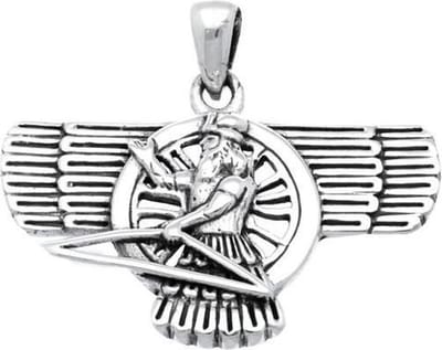 Zilveren Assyrische God Ashur kettinghanger