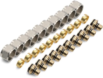 10 stuks klemringschroefverbinding 18 × 2 mm voor verwarmingsbuis vloerverwarming kraanblokken 3/4" Euroconus