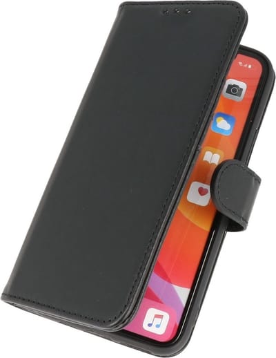 Echt Lederen Book Case Hoesje - Leren Portemonnee Telefoonhoesje - Geschikt voor iPhone 11 Pro - Zwart