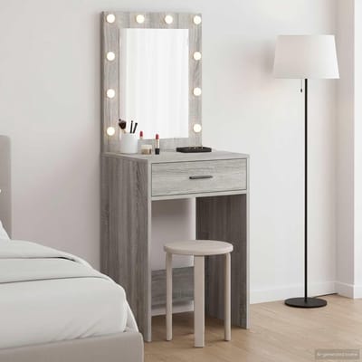 Toilettafel met lade - Kaptafel meubel - Persoonlijke verzorging - Ingebouwde LED spiegel - 50 x 41 x 135 cm