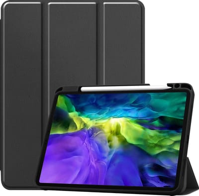 Hoesje - Geschikt voor Apple iPad Pro (2020) - 11 inch - Dun & Stevig - Trifold Bookcase - Hard Cover Case - Met Uitsparing Geschikt voor Apple Pencil - Hardcover Book - Tablet Hoes - Zwart