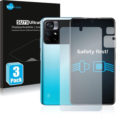 Savvies - Screenprotector voor Xiaomi Poco M4 Pro 5G (Voor+Camera) - Folie Beschermfolie transparant 6 Stuks