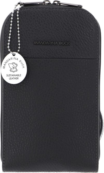 MANDARINA DUCK Leren Telefoontasje Schoudertas Mellow Leather Phone Crossbody Bag Stormy Weather Donkergrijs