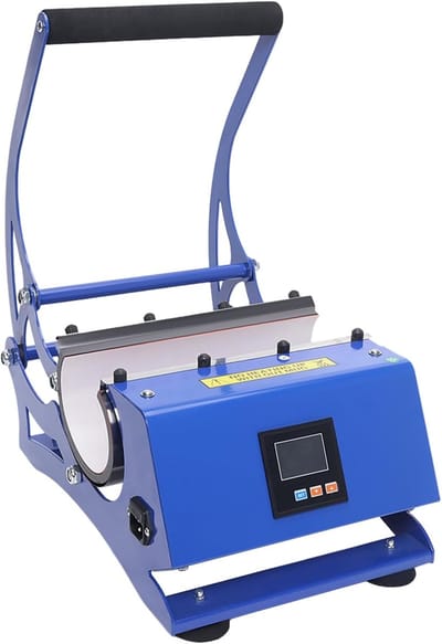 Mokkenpers 6-in-1 - Sublimatieprinter Transferpers - Gepersonaliseerde Bekers Maken - 6 Verschillende Maten - 500 Watt Vermogen - Blauw Zwart