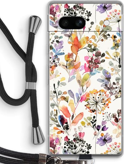 Case Company® - Hoesje met koord geschikt voor Google Pixel 7A hoesje met Koord - Wilde grassen - Telefoonhoesje met Zwart Koord - Bescherming aan alle Kanten en Over de Schermrand