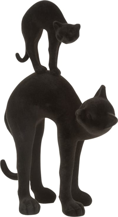 J-Line Kat 2Delig Poly Fluweel Zwart