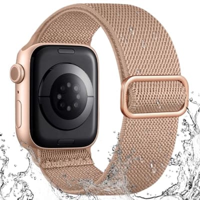 PromoHome Sportband voor Apple Watch 49/46/45/44/42 mm, elastisch nylon, vuilafstotend, verstelbare lus – voor dames en heren, geschikt voor Series 10/9/8/7/6/5/4/3/SE/Ultra