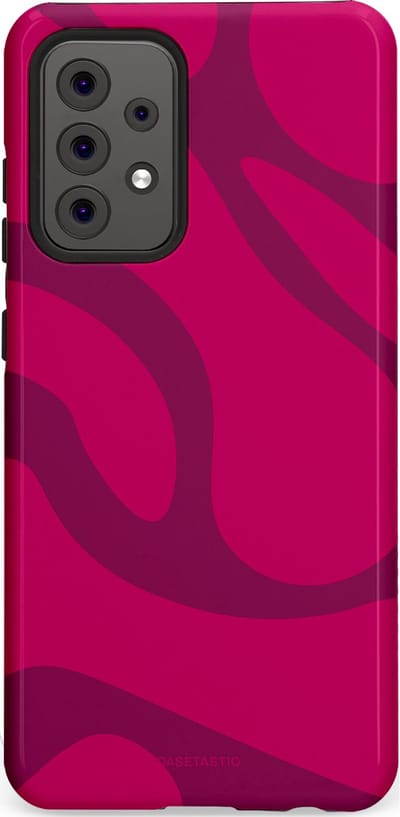 Casetastic hoesje geschikt voor Samsung Galaxy A52 (2021) 5G / Samsung Galaxy A52 (2021) 4G - Dubbellaagse bescherming - Violet Paarse Golven - Fashion Case - Roze