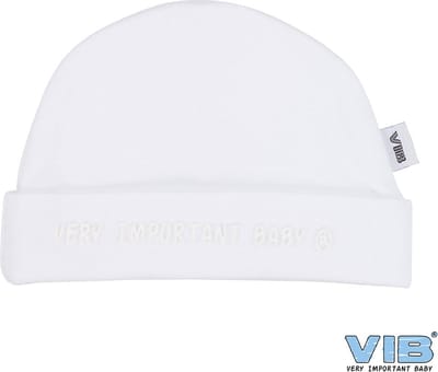 VIB® - Muts rond - Very Important Baby (Wit) - Babykleertjes - baby muts - baby muts newborn - baby mutsje - baby cadeau - kraam cadeau - baby aankodiging