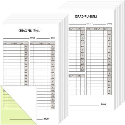 Line-up kaarten - Scorekaarten - Wedstrijdregistratie - 4-delig carbonloos papier - 100 sets - Zoals afgebeeld