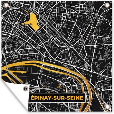 Tuin poster Frankrijk – Épinay-sur-Seine – Stadskaart – Plattegrond – Kaart - 200x200 cm - Tuindoek