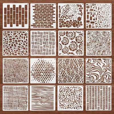 Geometrische sjablonen - 16 stuks herbruikbare stencilset voor knutselen, textuur en schilderen op muur