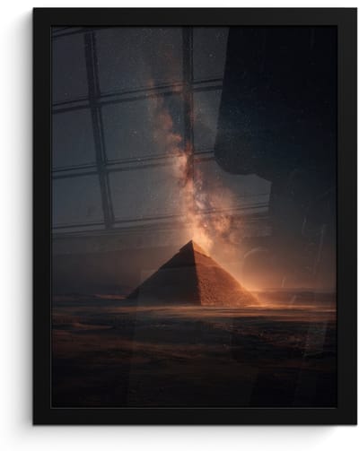 Poster in lijst - Fotolijst 30x40 cm - Posters - Piramide - Woestijn - Licht - Posterlijst zwart - Decoratie - Wanddecoratie woonkamer - Muurdecoratie slaapkamer