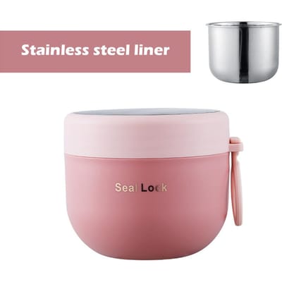 600ml Mini Draagbare Thermische Lunchbox Lekvrije Voedselcontainer Roestvrijstalen Vacuüm Soepbeker Geïsoleerde Bento Box met Lepel
