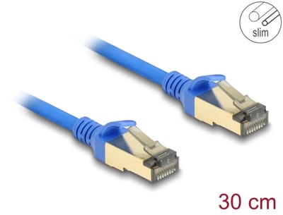 Delock RJ45 Network Cable Cat.8.1 F/FTP Slim 0.3 m blue