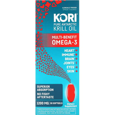 Kori, pure Antarctische krillolie, multi-potent omega-3, 1.200 mg, 30 zachte capsules