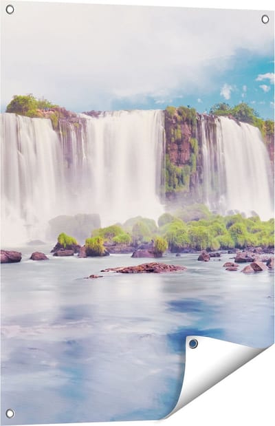 Gards Tuinposter Watervallen in Argentini� - 60x80 cm - Tuindoek - Tuindecoratie - Wanddecoratie buiten - Tuinschilderij
