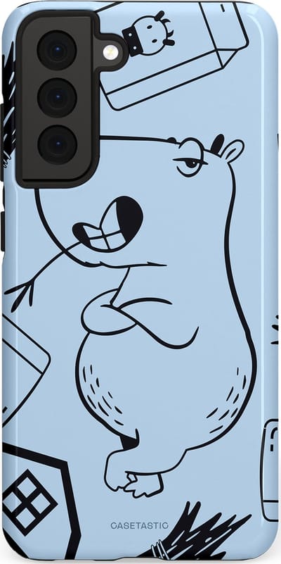 Casetastic Hoesje Geschikt voor Samsung S21 FE - Stijlvolle Beschermende Duo-layer Case - Capibara chillen