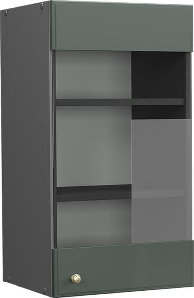 Vicco Fame-Line Glazen keukenkast – 40 cm Groen-Goud Landhuis