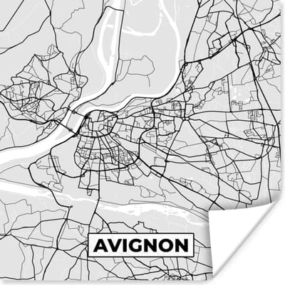 Poster Plattegrond - Avignon - Stadskaart - Kaart - Frankrijk - 100x100 cm XXL