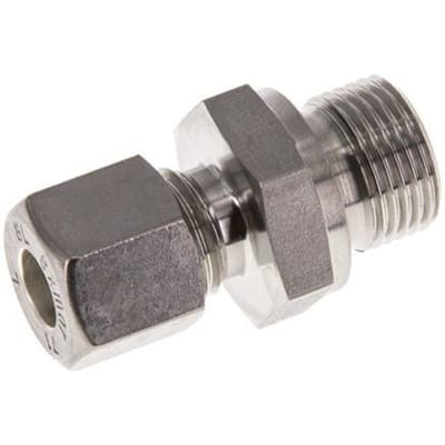 G 3/8'' Buitendraad x 8L RVS Rechte Knelfitting met FKM Afdichting 315 Bar DIN 2353 - FL2S-MO-STFP-038G-08-L