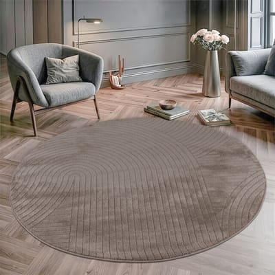 Muratap Vivant japandi art rond vloerkleed laagpolig effen - 240 cm rond