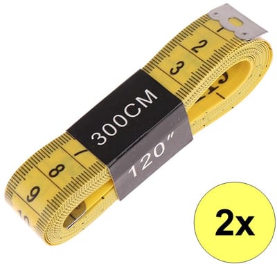 Fako Bijoux - 2x Meetlint 3 Meter - Meetlint Lichaam - Lichaam Meter - Meetband - Klussen Meetlint - Lintmeter - Hobby Meetlint - 300cm - Geel - 2 Stuks