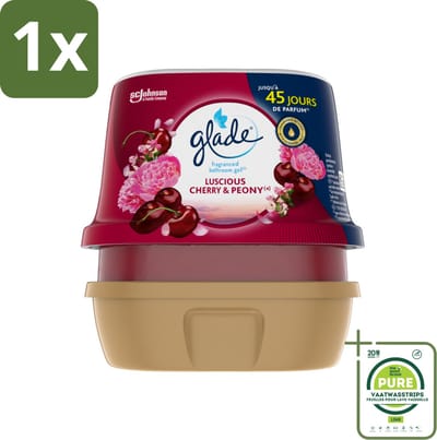1 x Glade - Badkamer Gel - Luscious Kers & Pioenroos - 180 g - Badkamergeur - Geurgel - Cherry Geur - Pioenrozen Geur - Langdurige Geur