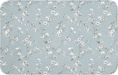 Badmat 80x50 cm - Antislip - Klassiek - Bloemen - Blauw - Badmatten voor badkamer - Badkamermat - Douchemat - Badkamer mat