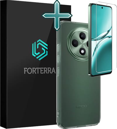 Hoesje Met Screenprotector - Geschikt voor Oppo Reno 12 F - Sterk & Shockproof - Telefoon Hoes - Back Cover - Siliconen Case - Transparant