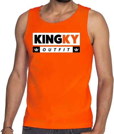 Oranje Kingky outfit tanktop / mouwloos shirt - Singlet voor heren - Koningsdag kleding S