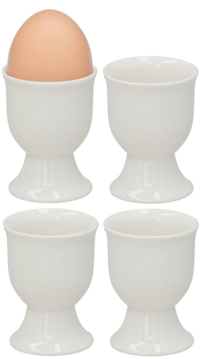 Bellatio Design Eierdopjes Alegre - set van 8x - wit - porselein - 5 x 6 cm - voor ontbijt/brunch/pasen