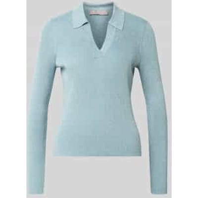 Gebreide pullover van viscosemix met polokraag en V-hals