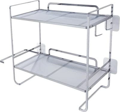 Boven Toilet Opbergrek - Voor Badkamer & Thuis - 2-laags Opbergorganisator met Papierhouder en 2 Haken - Metaal - Zilver
